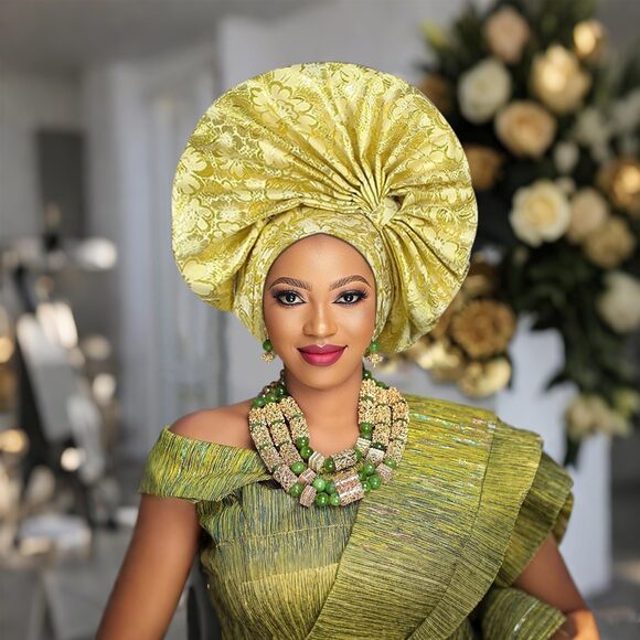 7856 Nigerian headwear African headscarf,Auto Gele headband,hand wrap